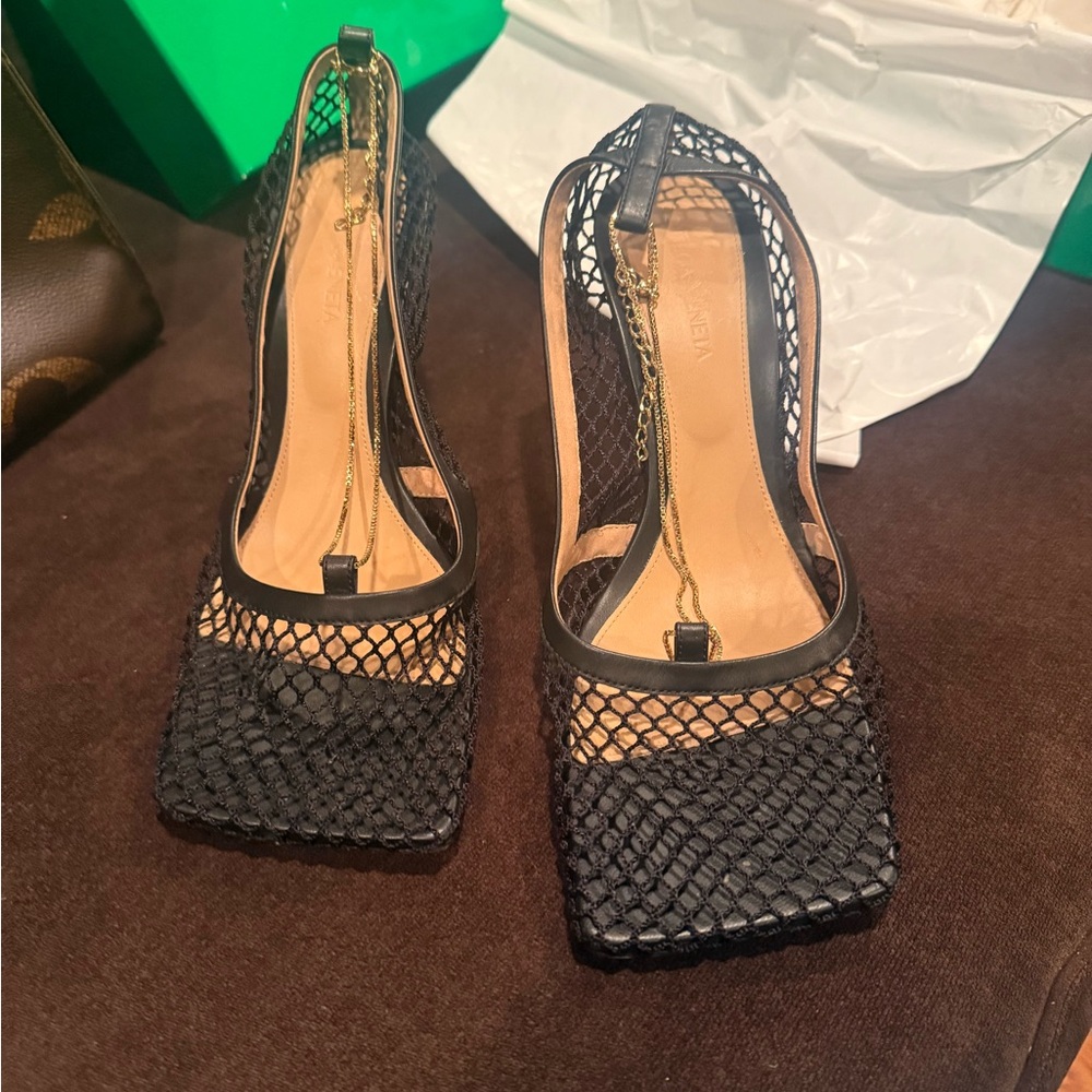 Bottega Veneta Black Mesh Heels